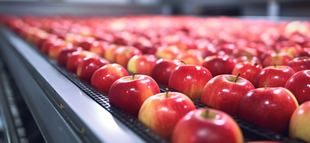 Fayette Industrial - Apples in a food processing facility clean and fresh